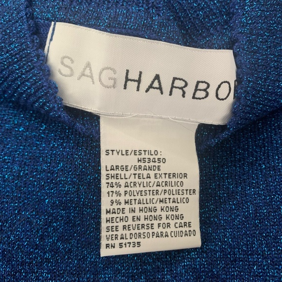 Vintage Sag Harbor Blue Sparkle Glitter Cropped Turtleneck Short Sleeve Top - Picture 7 of 10